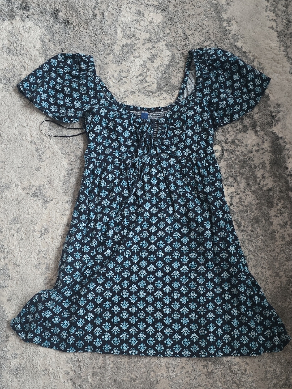 Old Navy Dark Blue Dress with Light Blue Floral Print